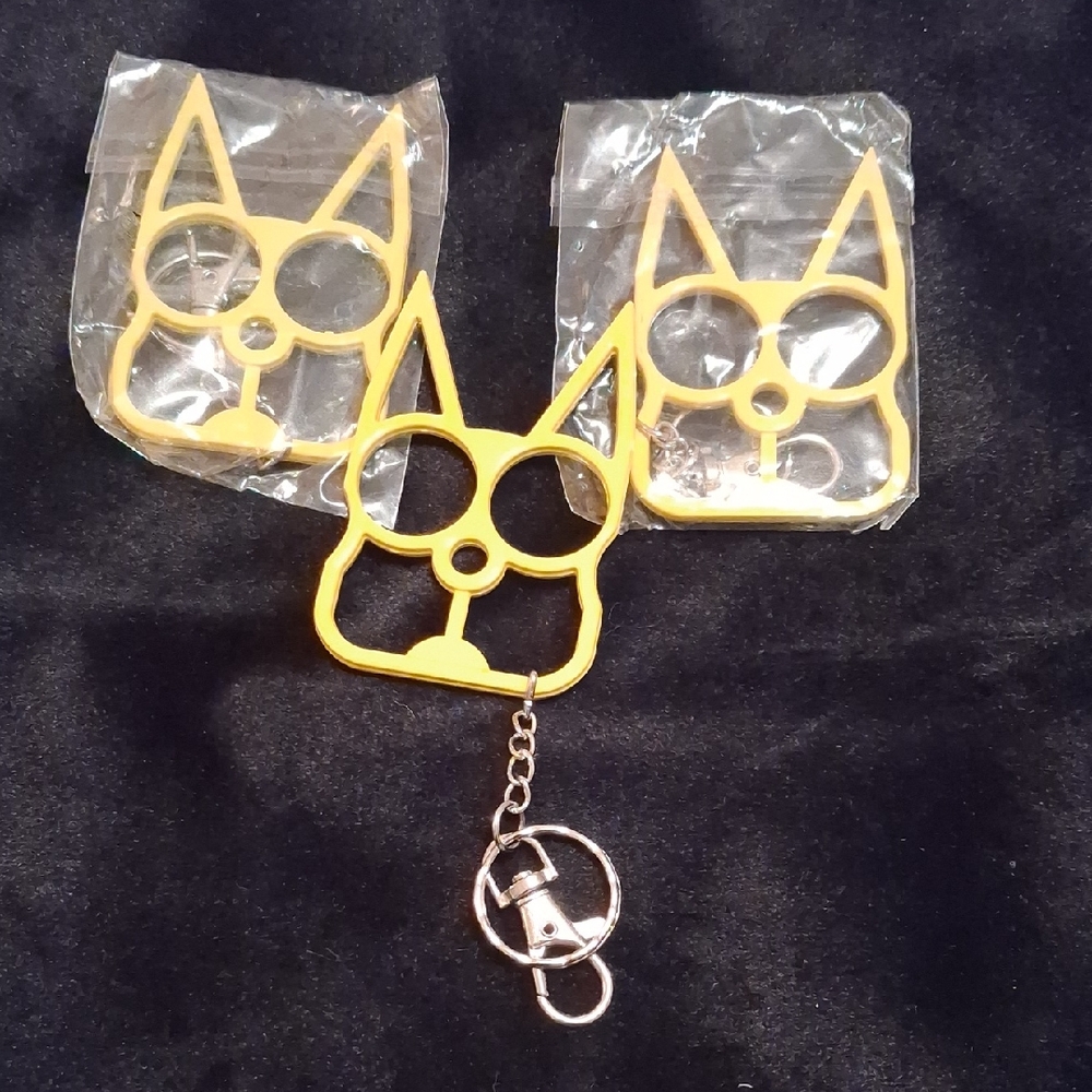 Yellow Cat-Shaped Keychain